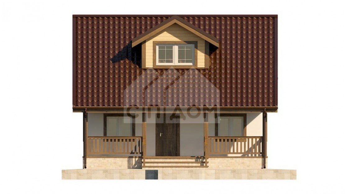эскиз фасада каркасного дома Гудзон (вид спереди)