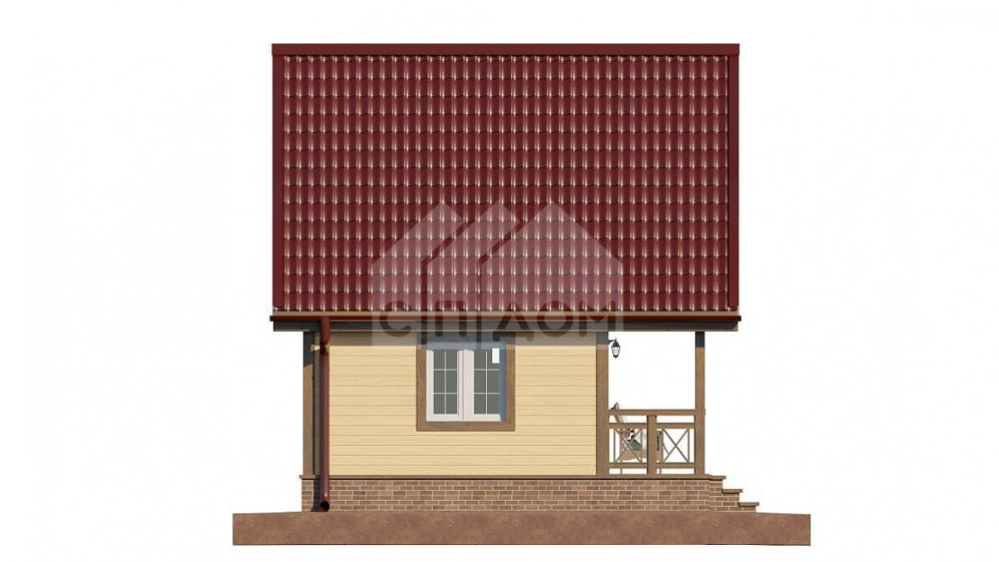 Эскиз фасада каркасного дома Прованс (вид сбоку)