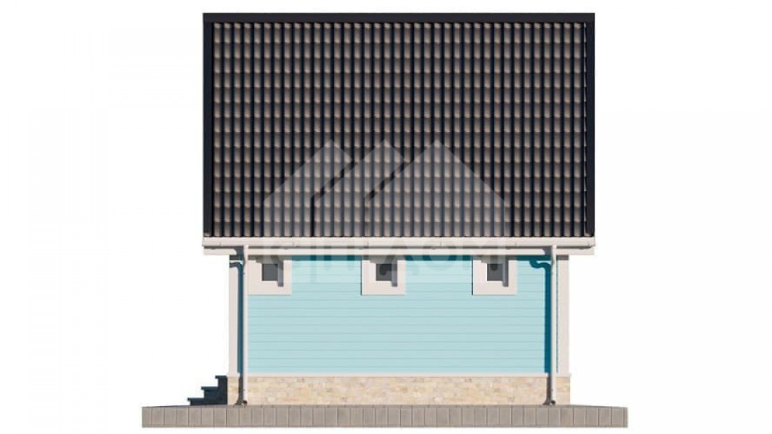 Эскиз фасада каркасного дома Антиб (вид сбоку 2)
